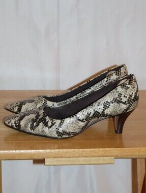 Clarks Linvale Jerica Pumps In Taupe Snake Leather.